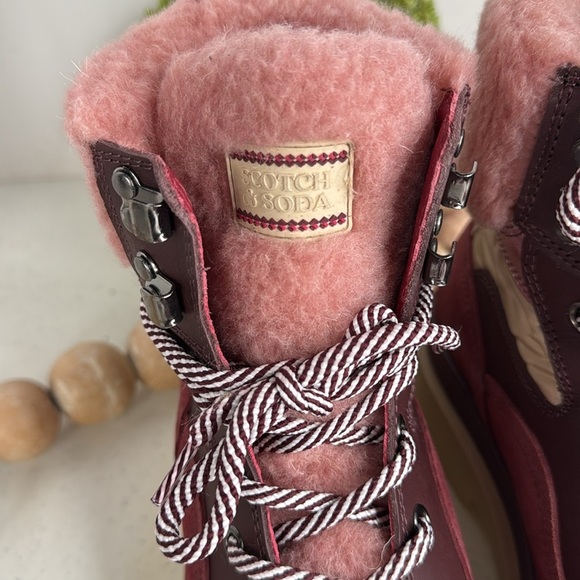 SCOTCH & SODA Made In Portugal Suede Cozy Hiker Boots burgundy Euro/37/ 6.5/7 - Picture 5 of 14